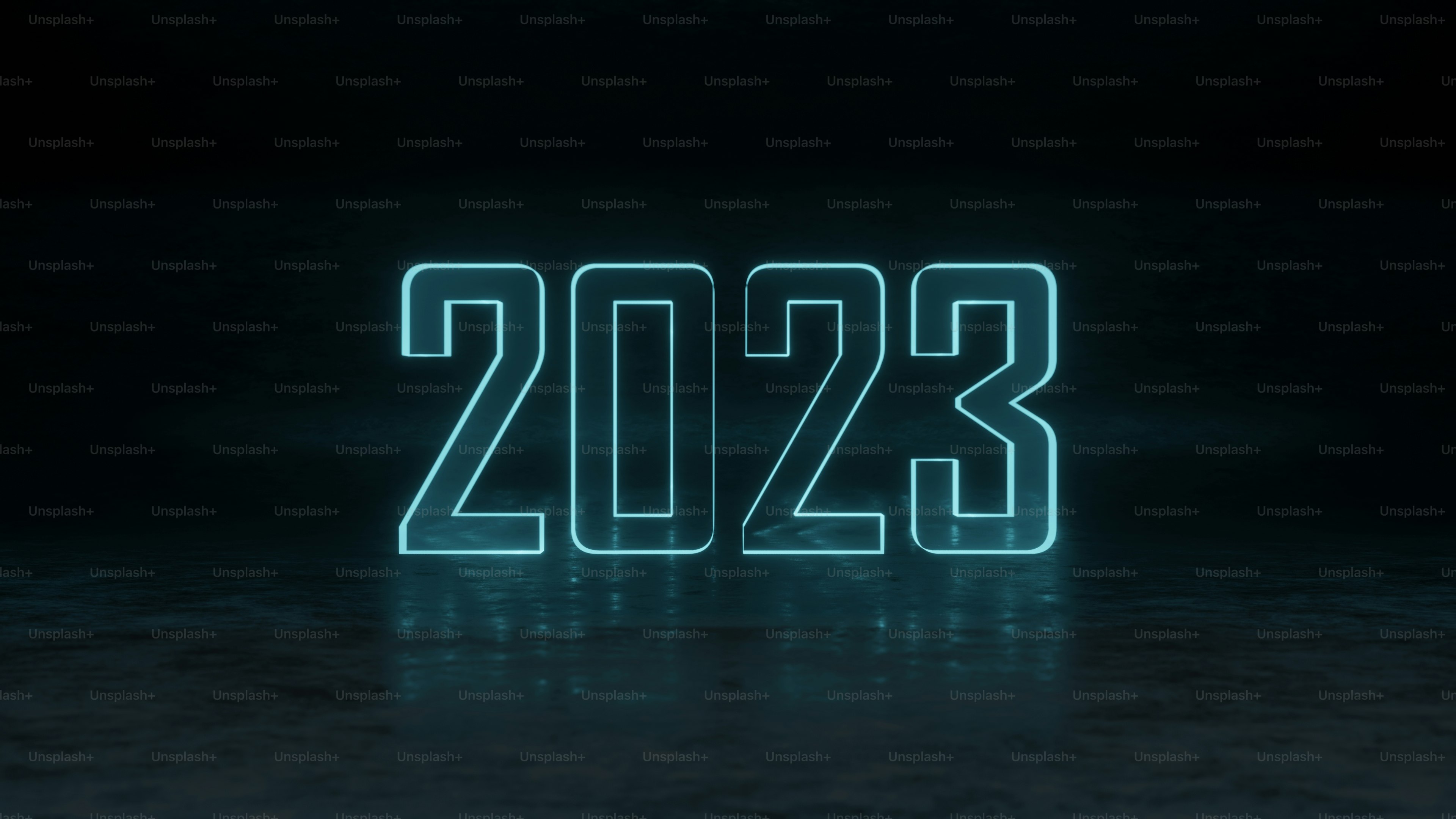 3D Rendering Glowing Neon 2023 Text Background
