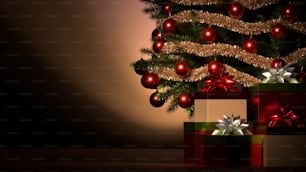 Un árbol de Navidad con regalos debajo
