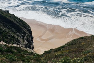 a view of the ocean from a cliff