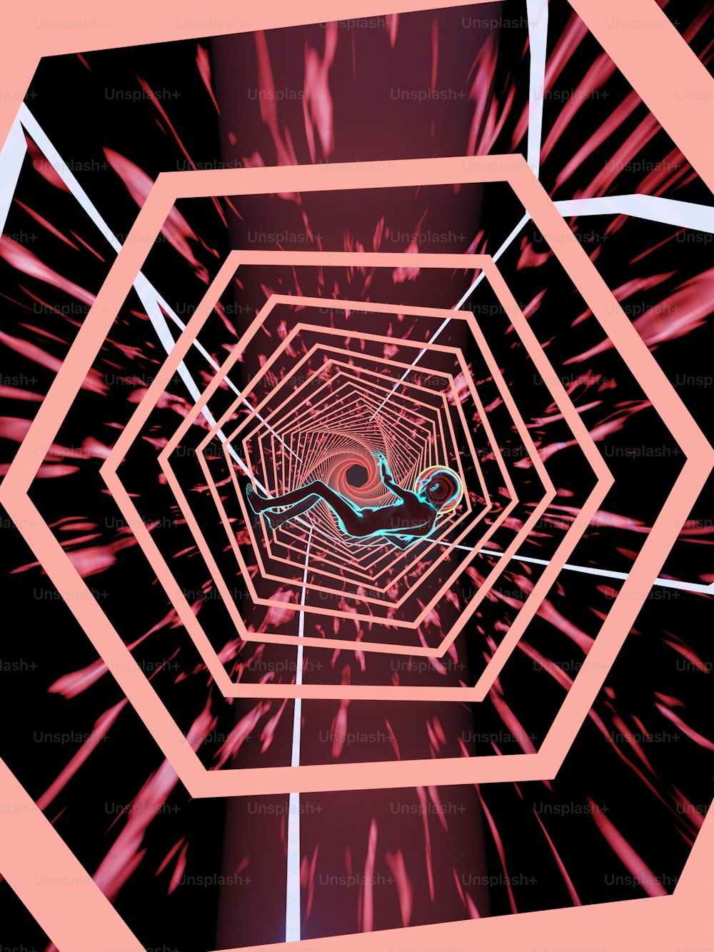 Una imagen abstracta de una persona en un túnel