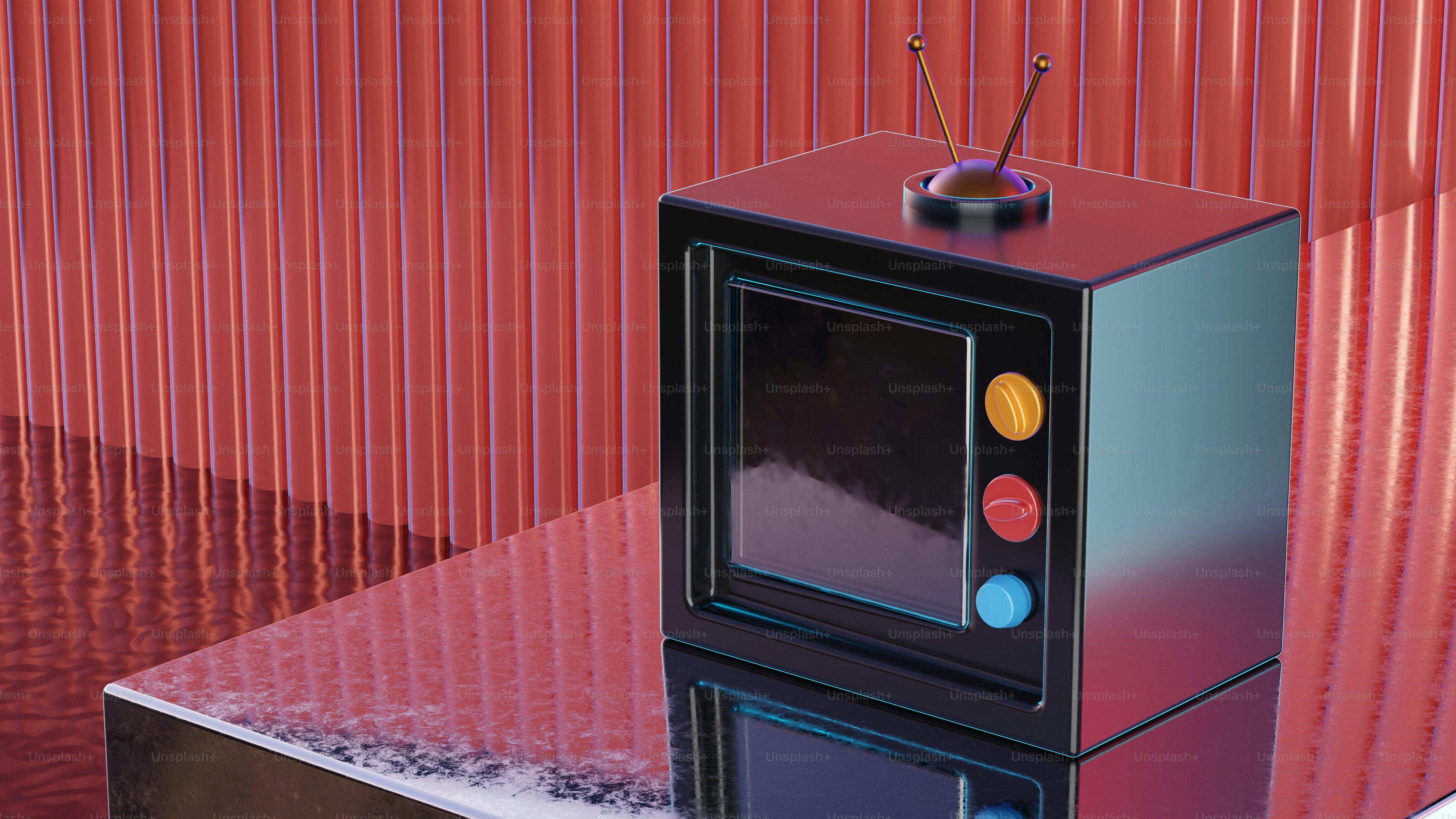 a small television sitting on top of a table