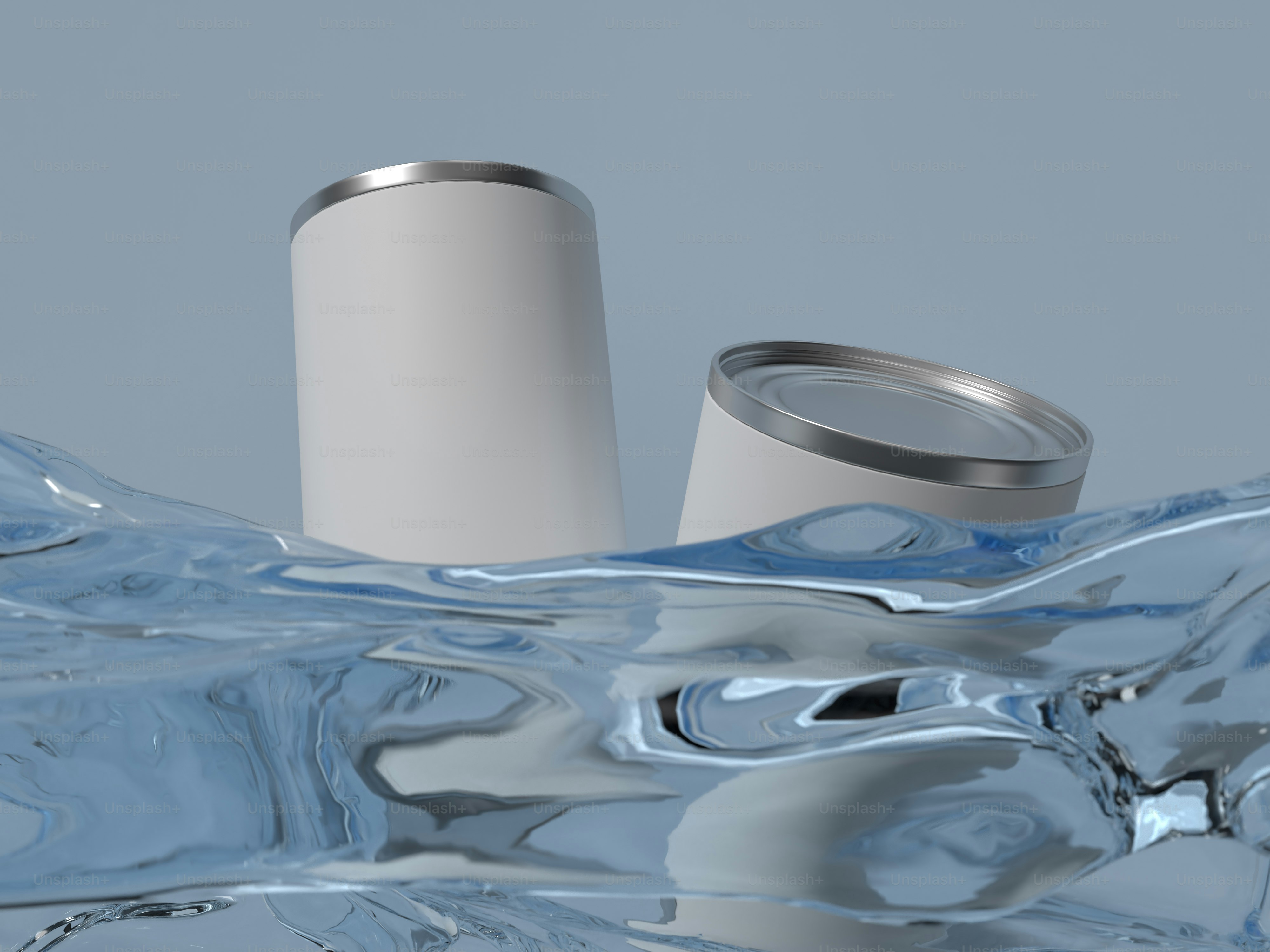 a can of toothpaste sitting on top of water