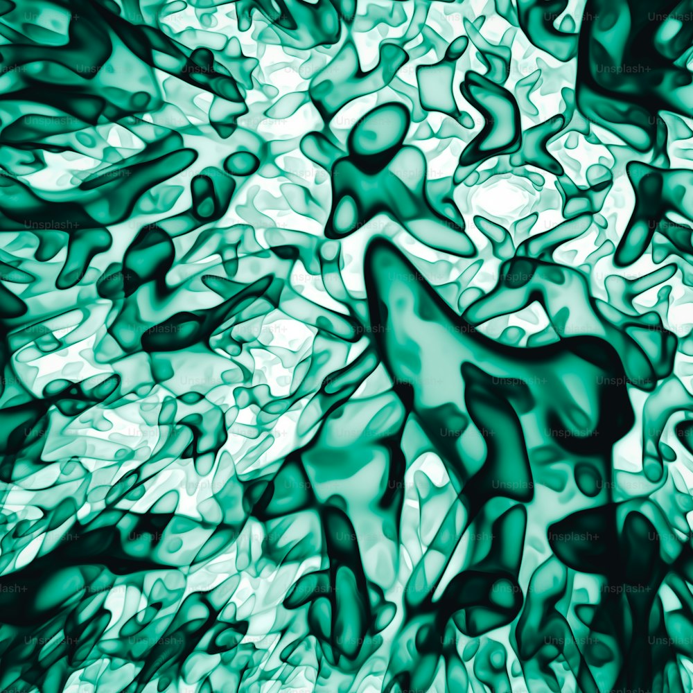 an abstract painting of green and white colors