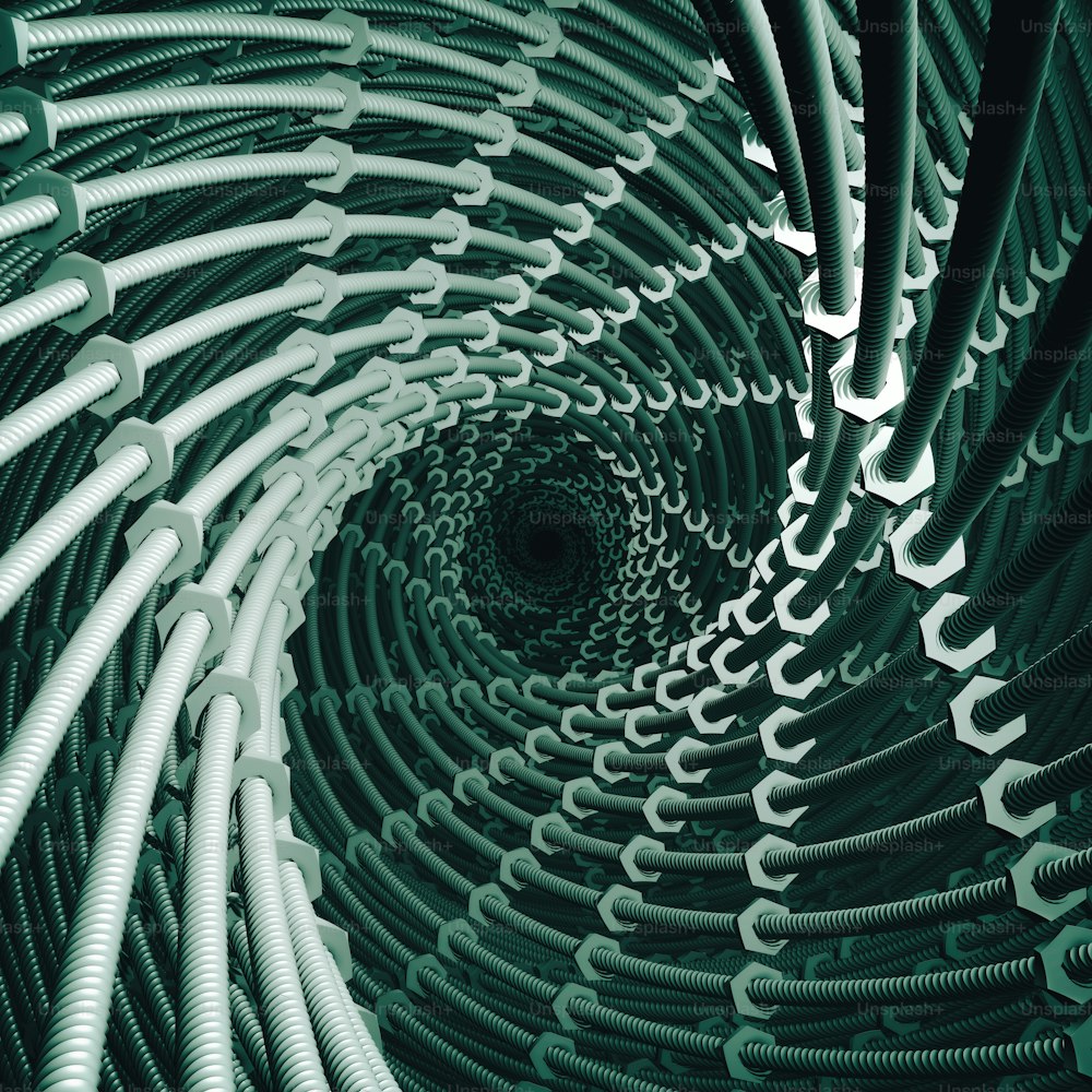 a spiral design made up of many different types of wires