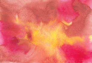 a painting of pink and yellow colors on a pink background