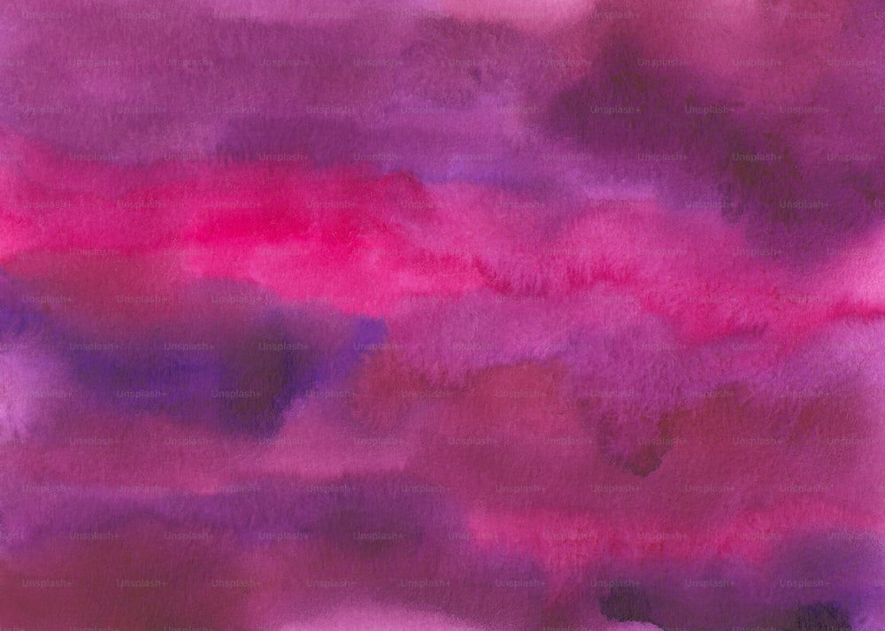 a painting of pink and purple clouds in the sky