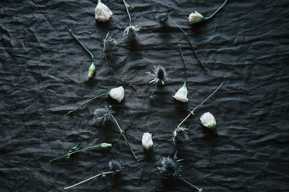 テーブルの上に置かれている花の��束