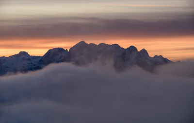 Mountain covered in clouds