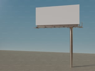 a white billboard sitting on top of a metal pole