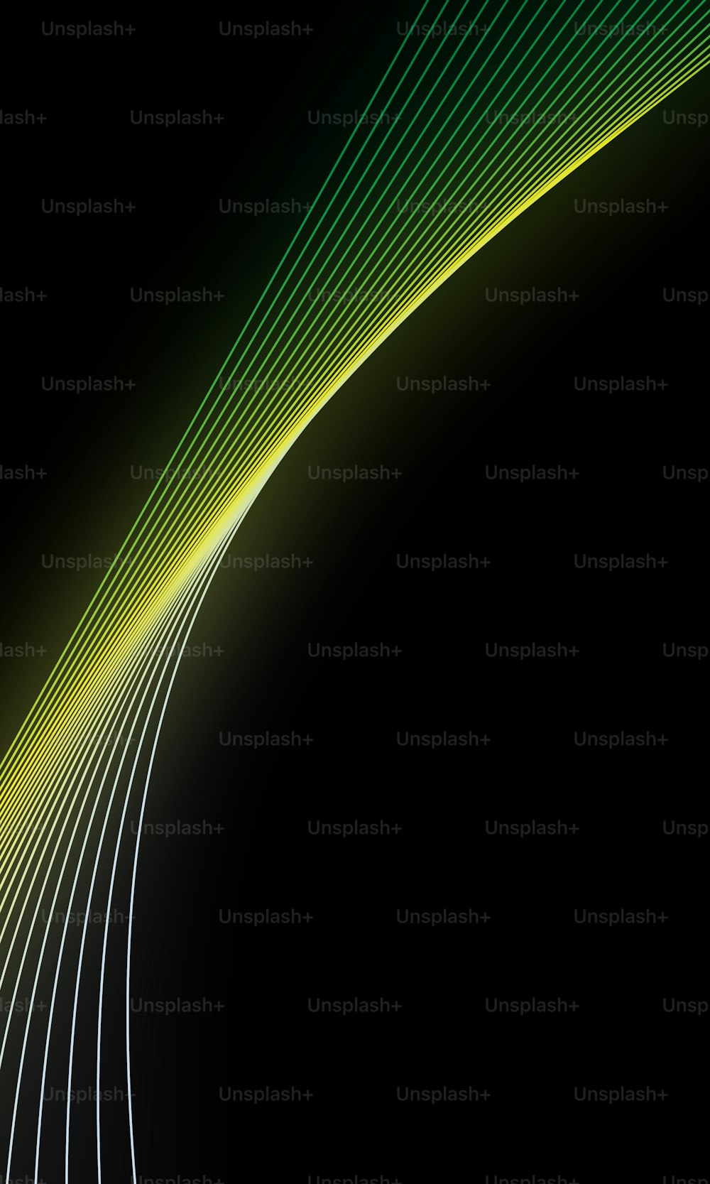 a black background with a green and yellow line