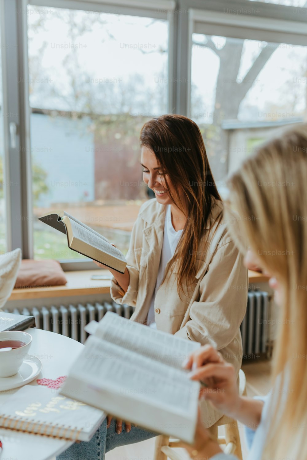 a woman reading a book