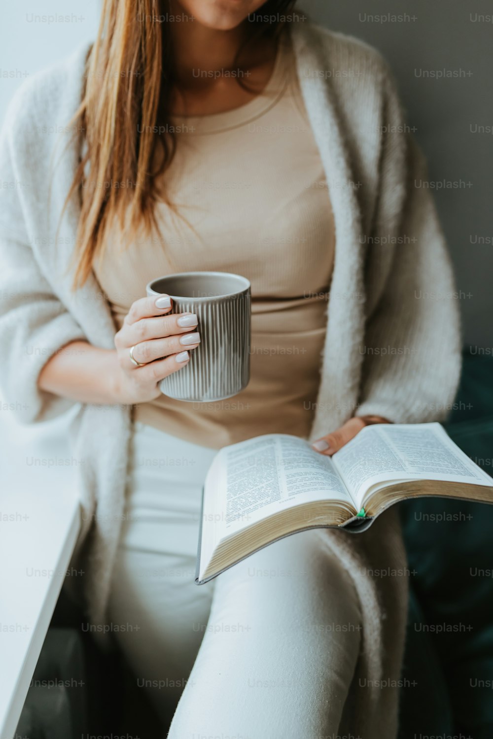 a woman reading a book