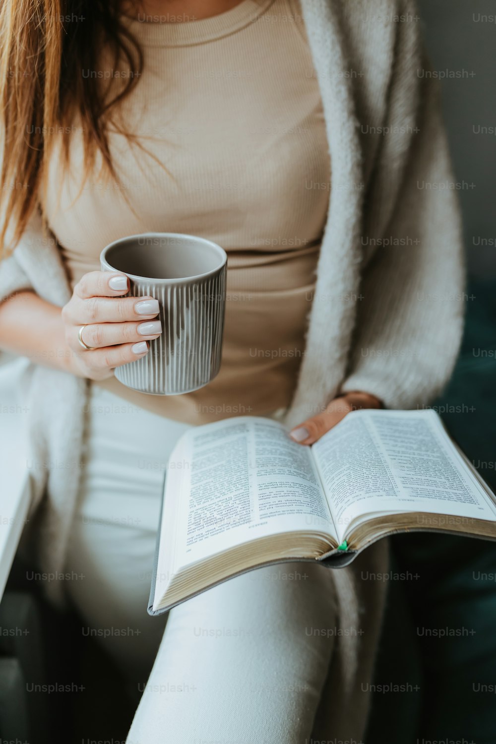 a woman reading a book