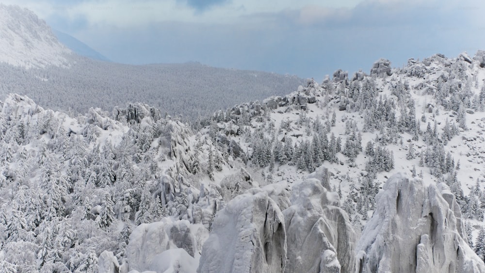 a mountain covered in snow with a sky background