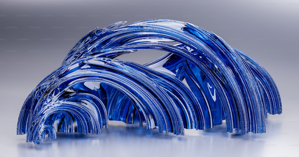 a group of blue glass tubes sitting on top of a table
