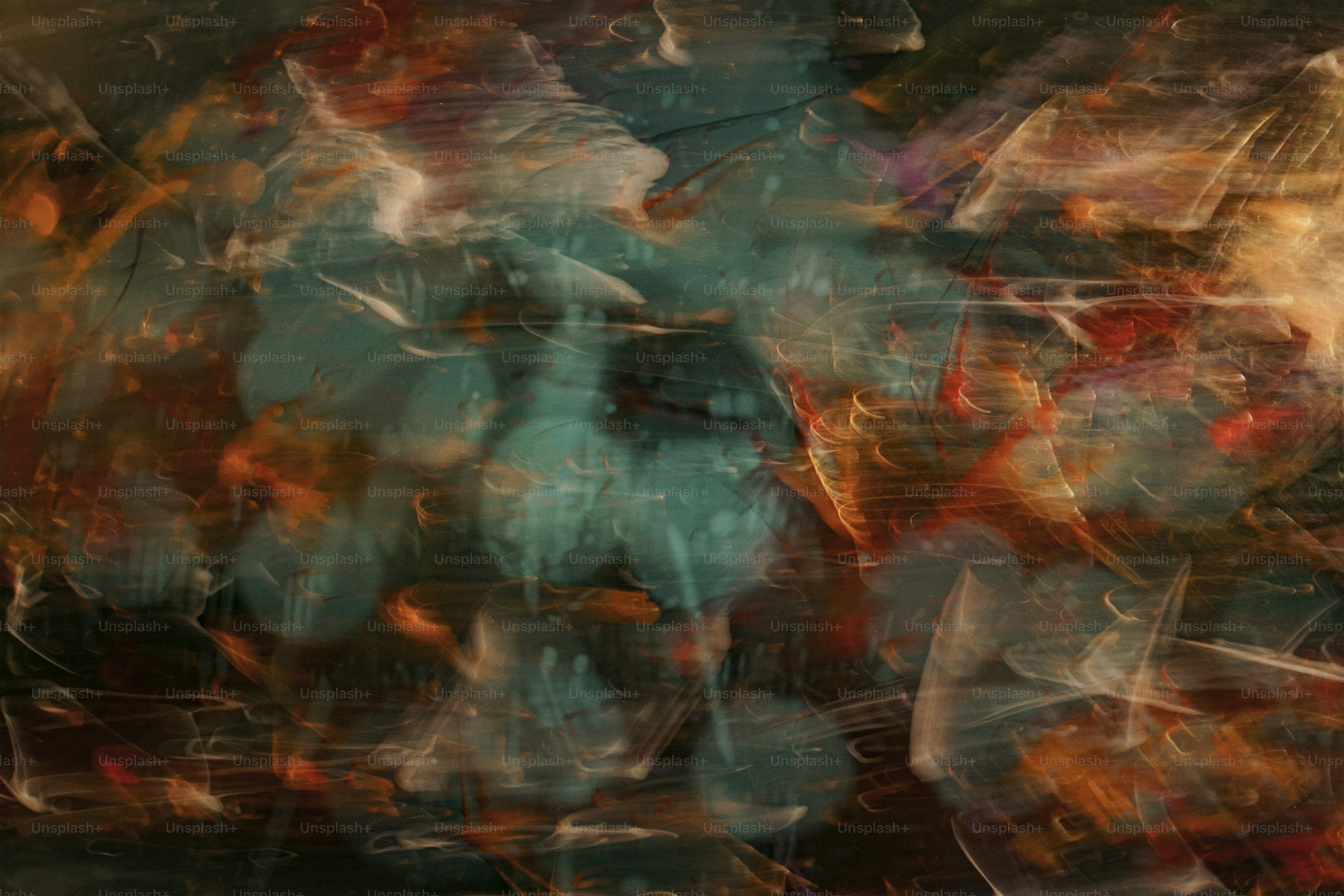 an abstract painting of a group of people