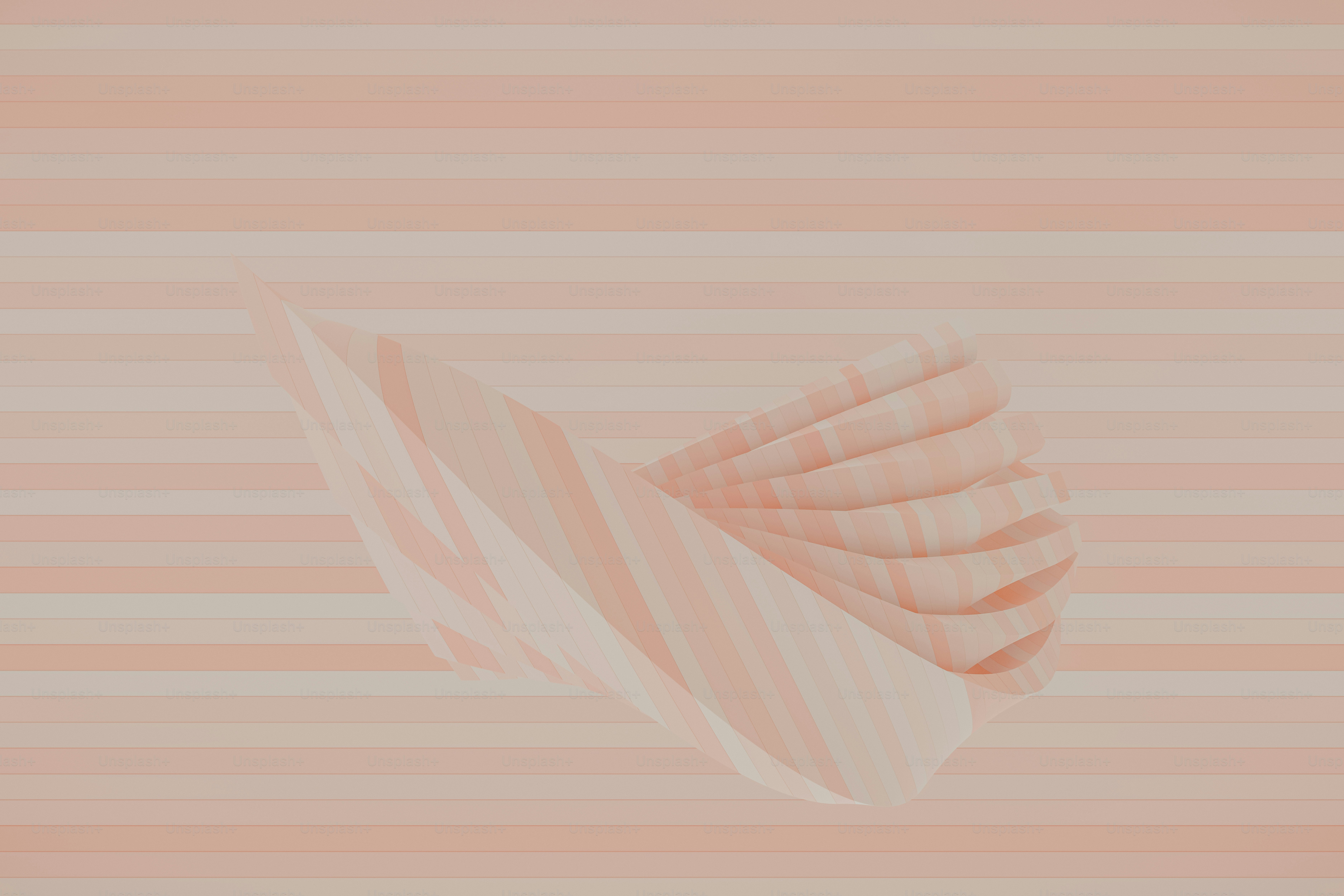 a pink and white striped wallpaper with a paper cone