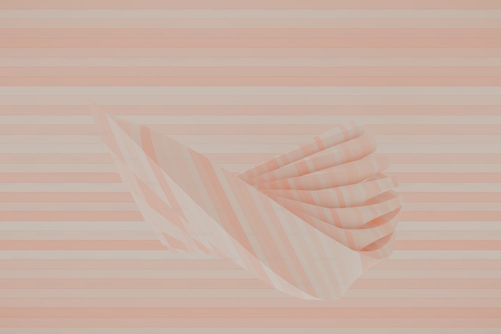 a pink and white striped wallpaper with a paper cone