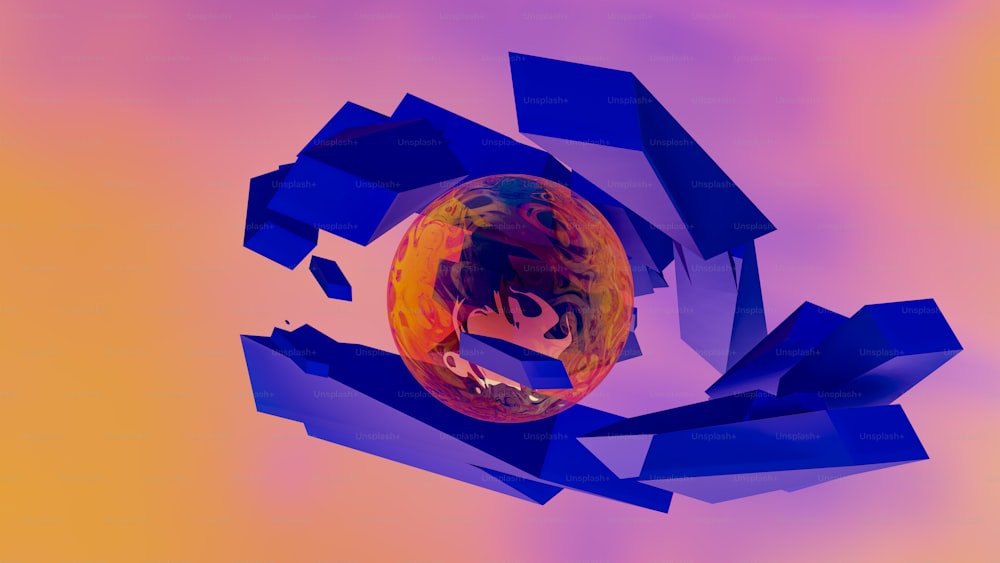a stylized image of a person in a sphere