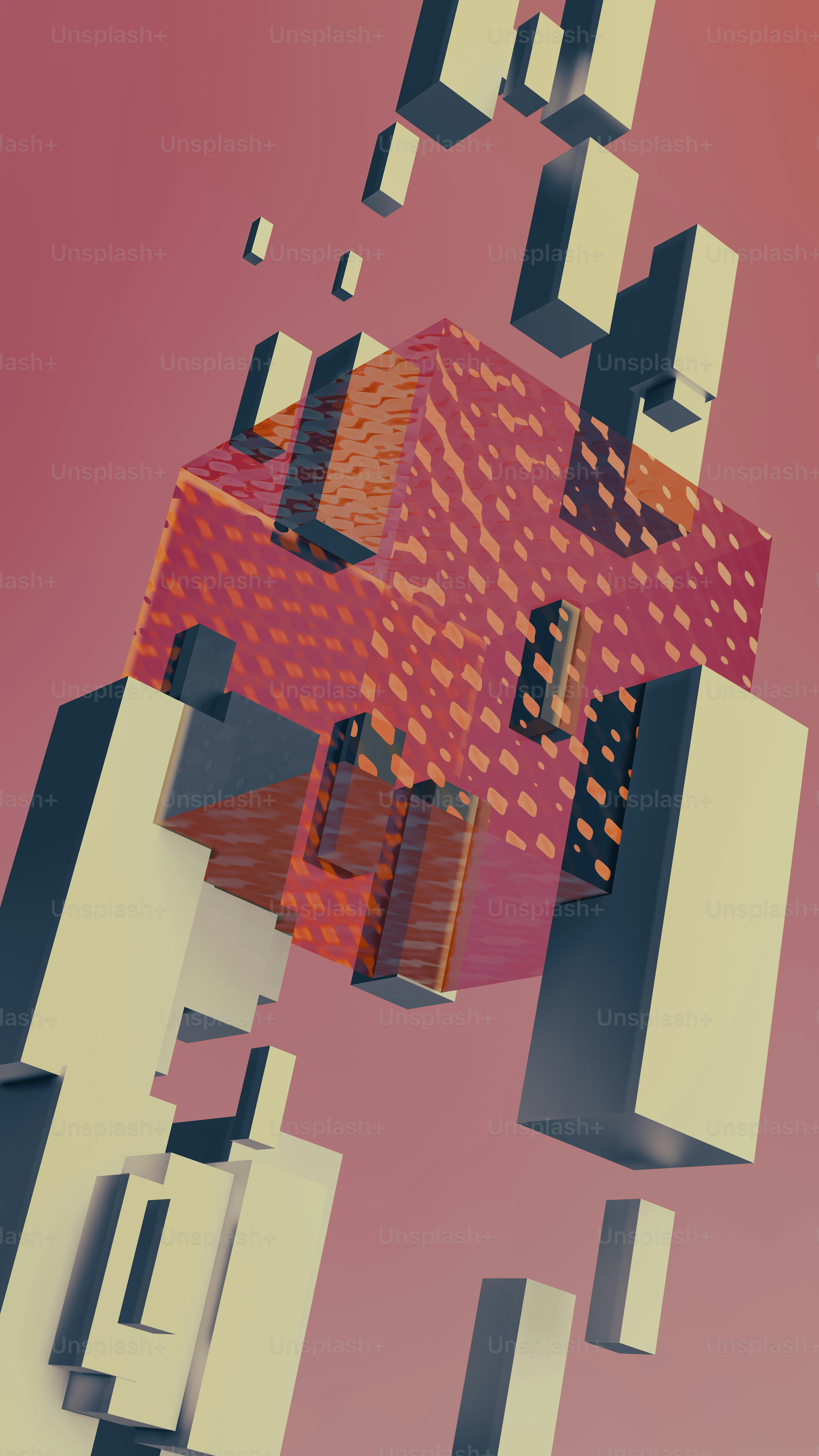 an abstract image of cubes floating in the air