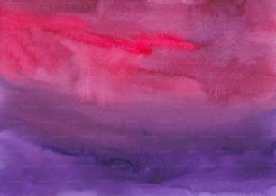Una pintura de un cielo rojo y púrpura