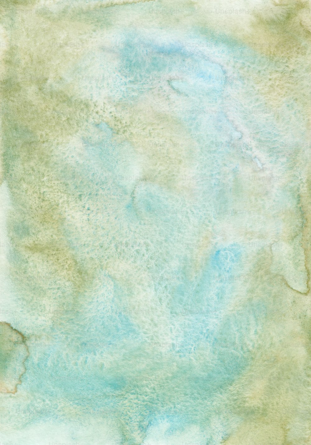 a watercolor painting of a blue and green background