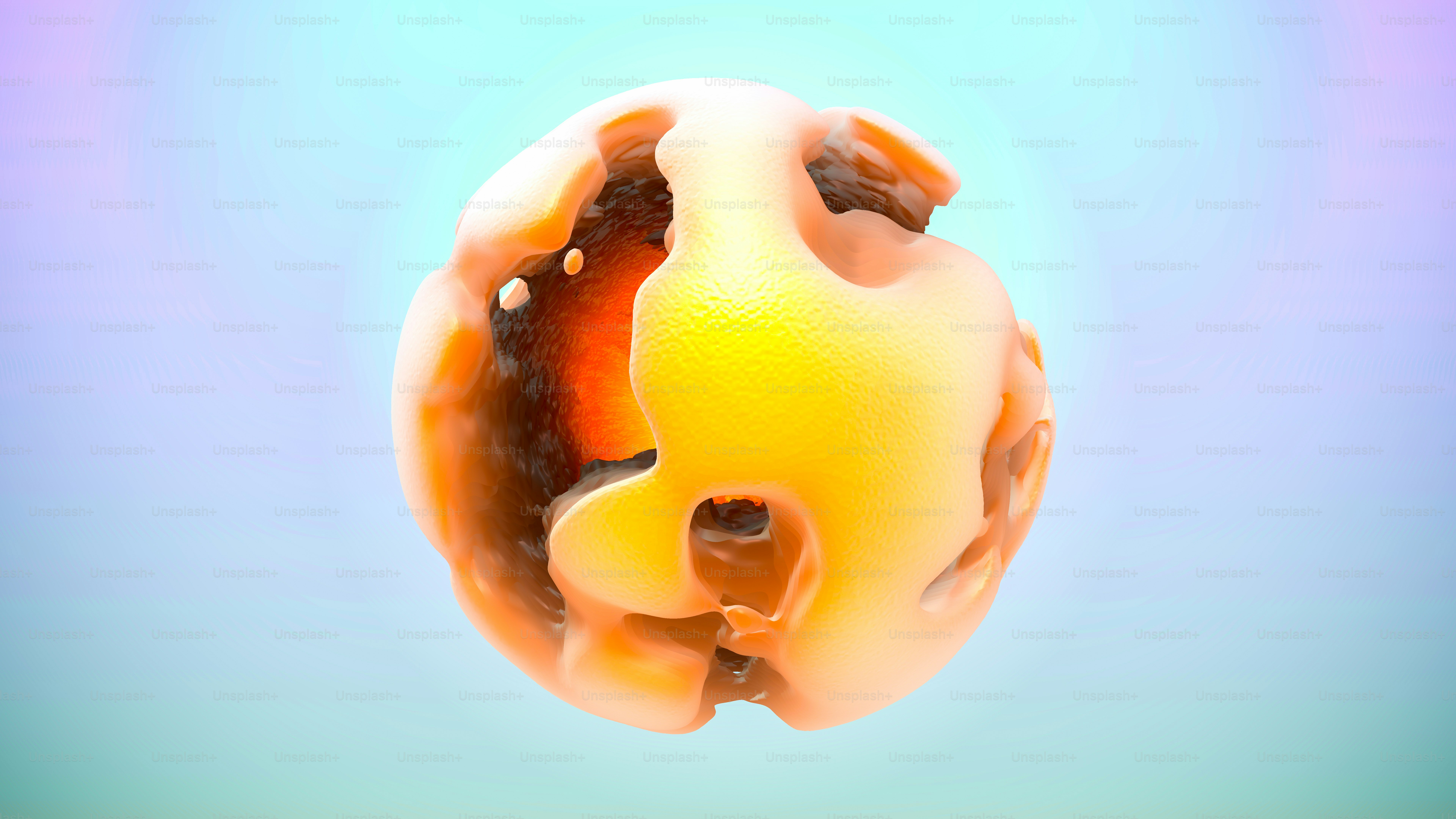 an orange and yellow object floating in the air