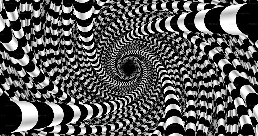 Une image en noir et blanc d’un dessin en spirale