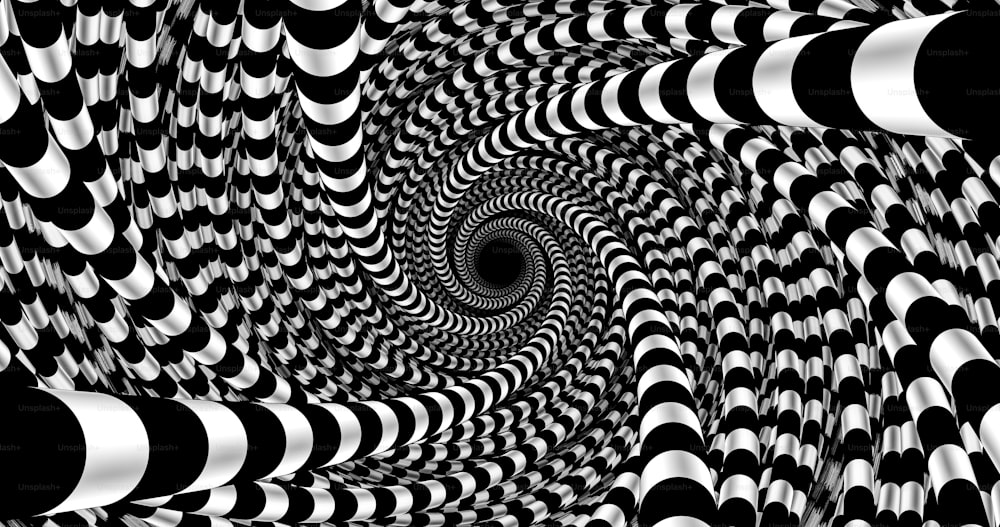 a black and white image of a spiral design