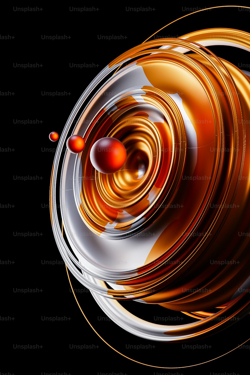 a computer generated image of an orange and white object