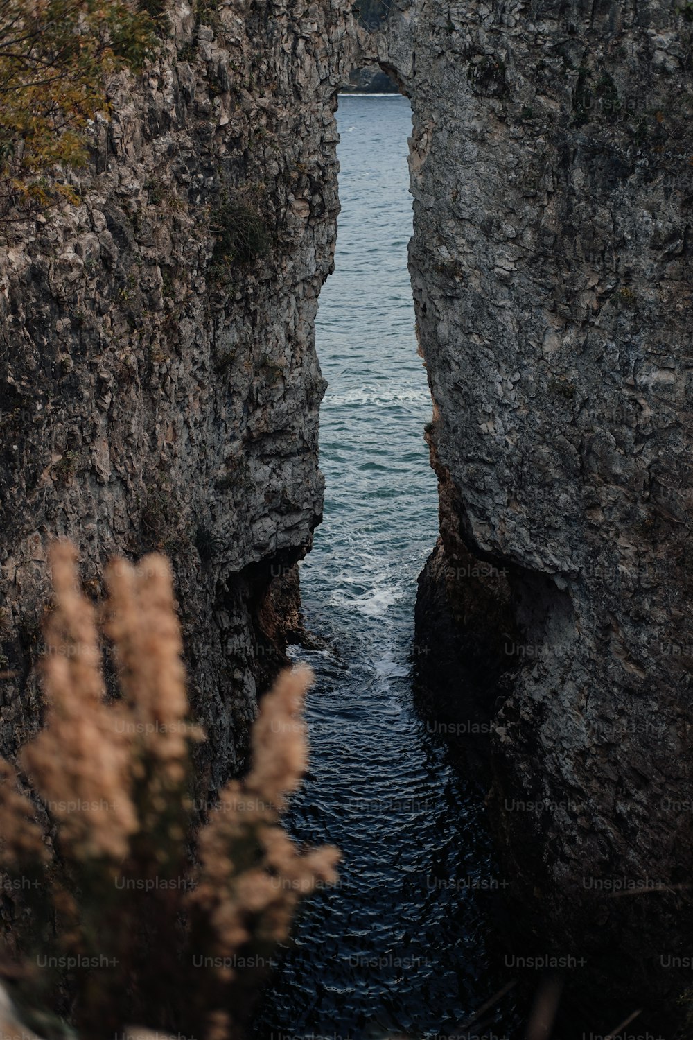 a view of a body of water from a cliff