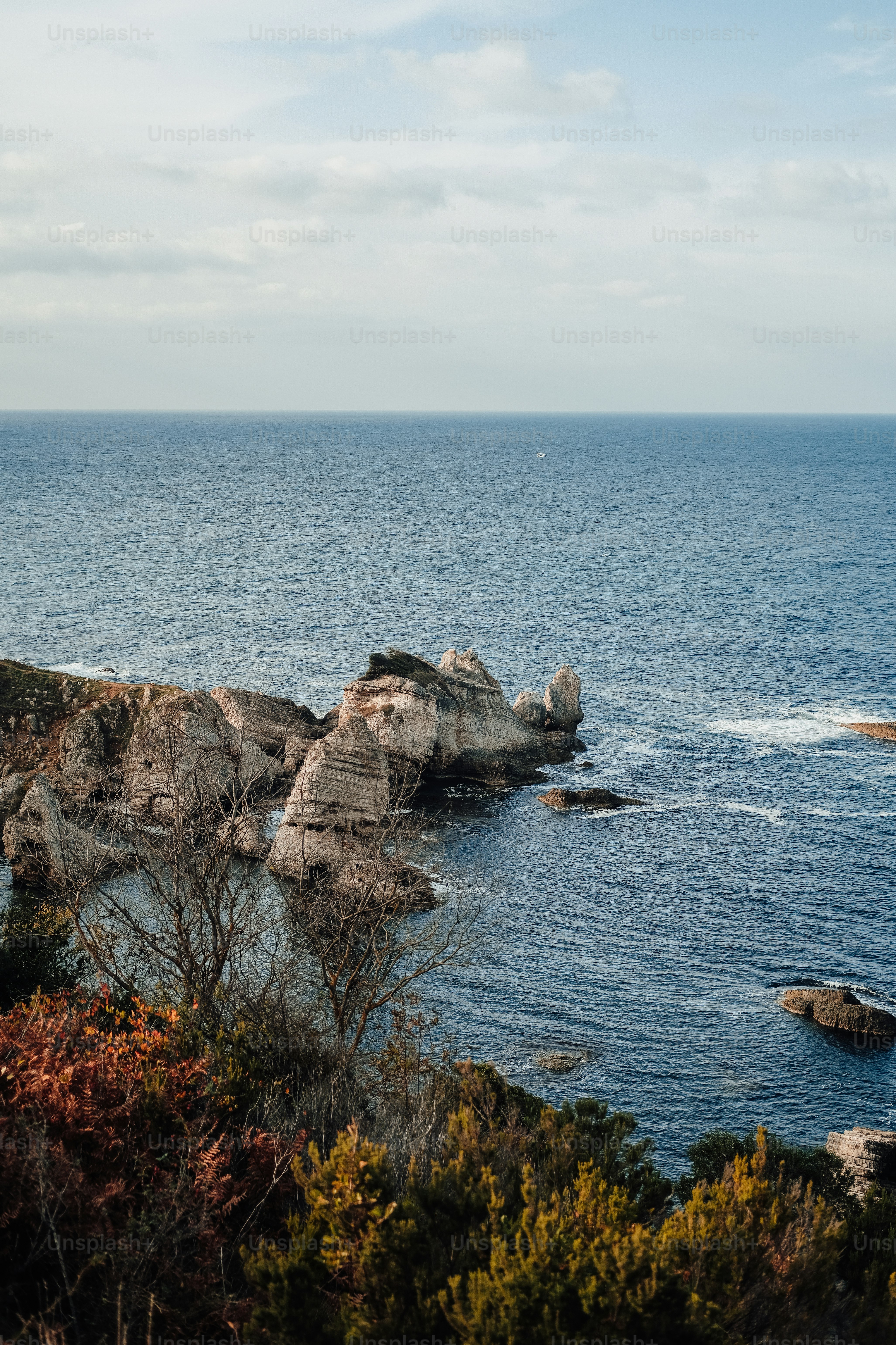 Ein Gewässer, umgeben von Felsen und Bäumen