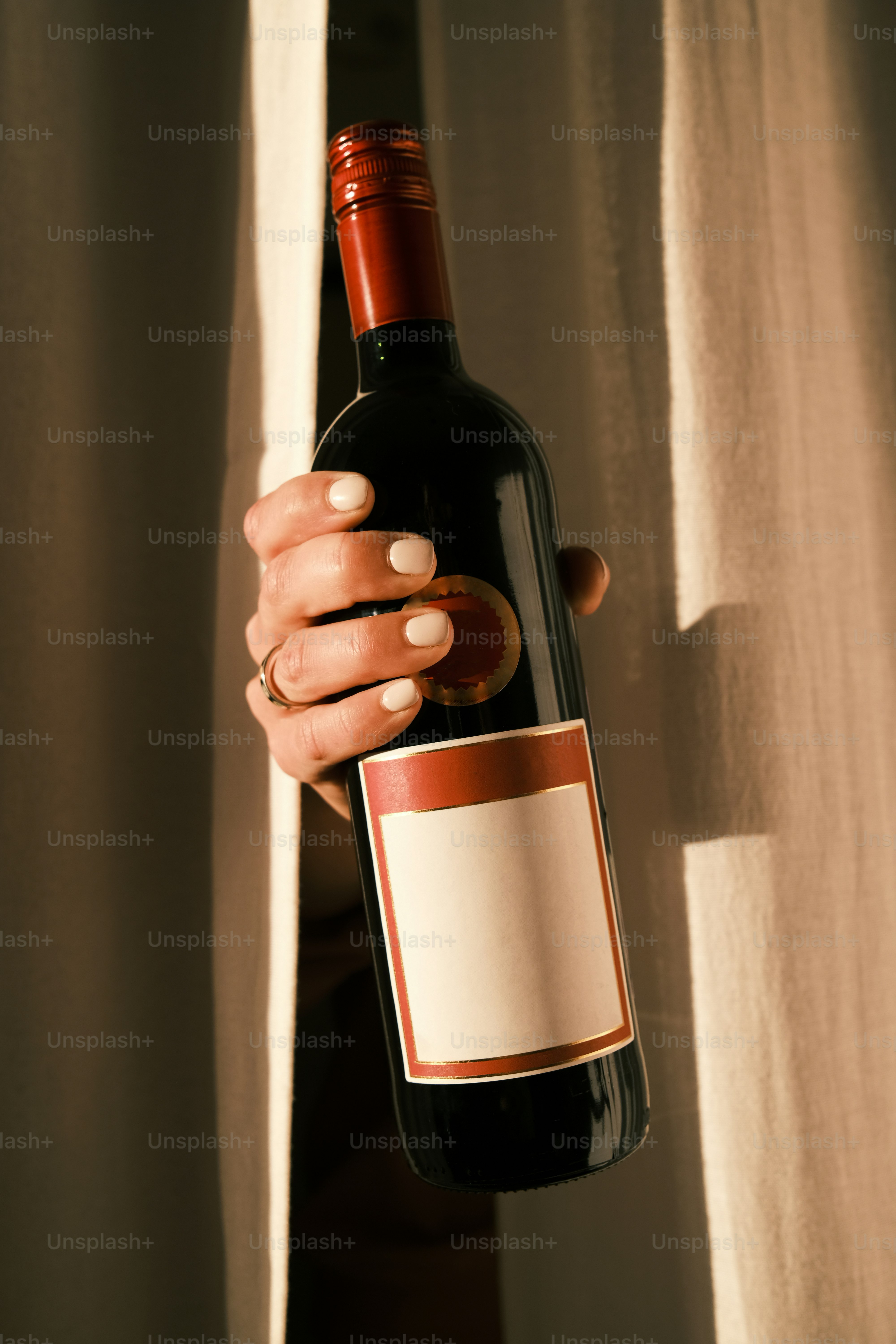 A bottle of red wine.