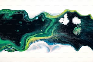 ein Gemälde eines grün-schwarzen Wirbels