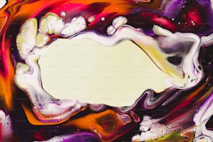 an abstract painting with white and red colors