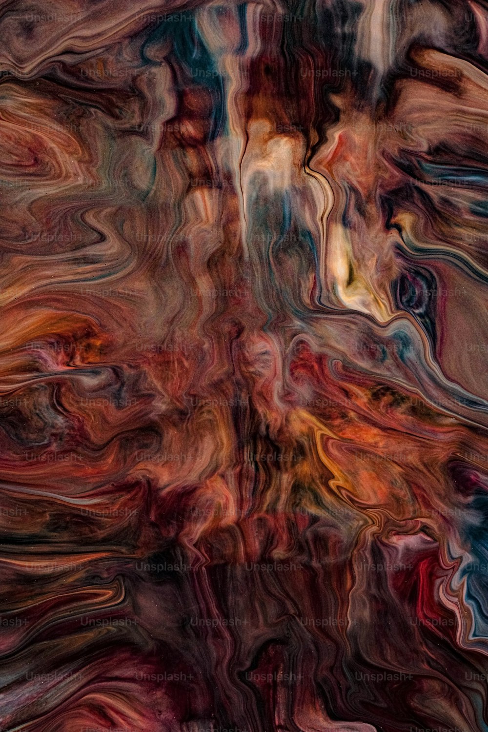Una pintura abstracta con diferentes colores y formas