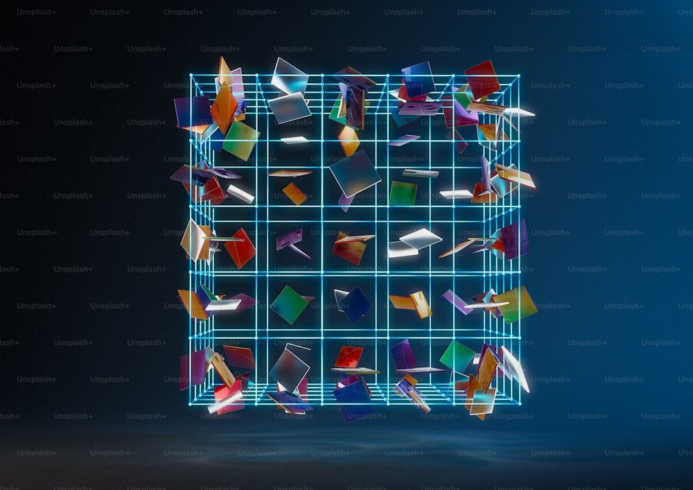 uma imagem de um quadrado com muitos objetos coloridos diferentes