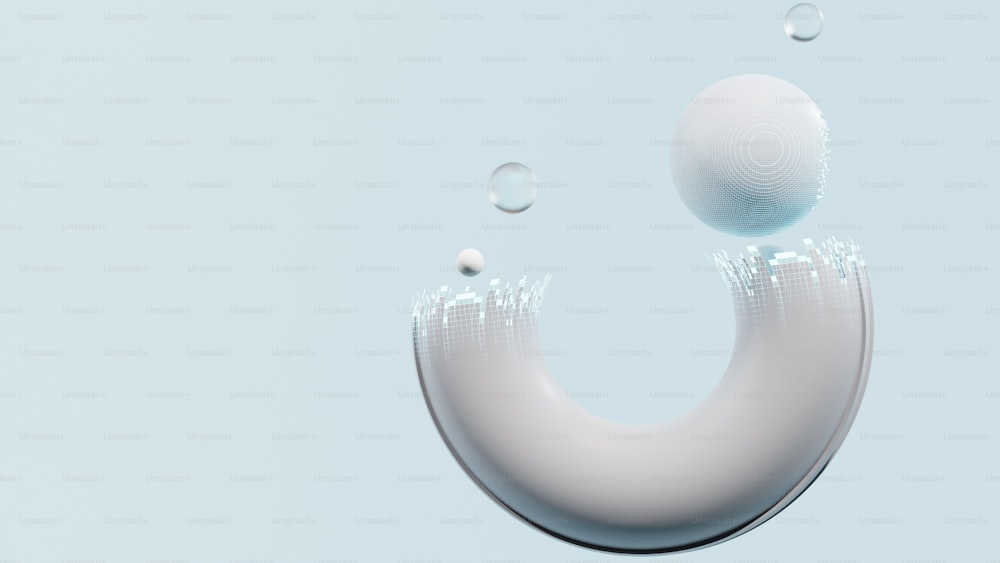ein weißes Objekt, das mit Blasen in der Luft schwebt