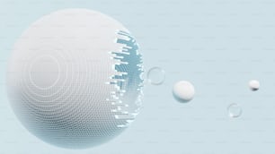 una esfera blanca con algunas burbujas flotando a su alrededor