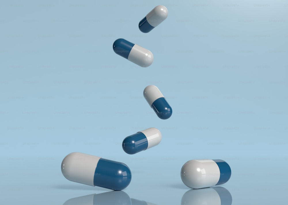 Un gruppo di pillole che volano nell'aria
