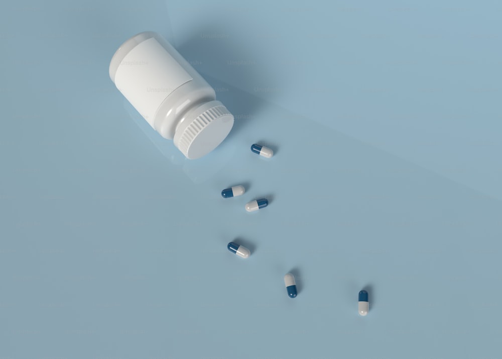 a bottle of pills spilling out of it