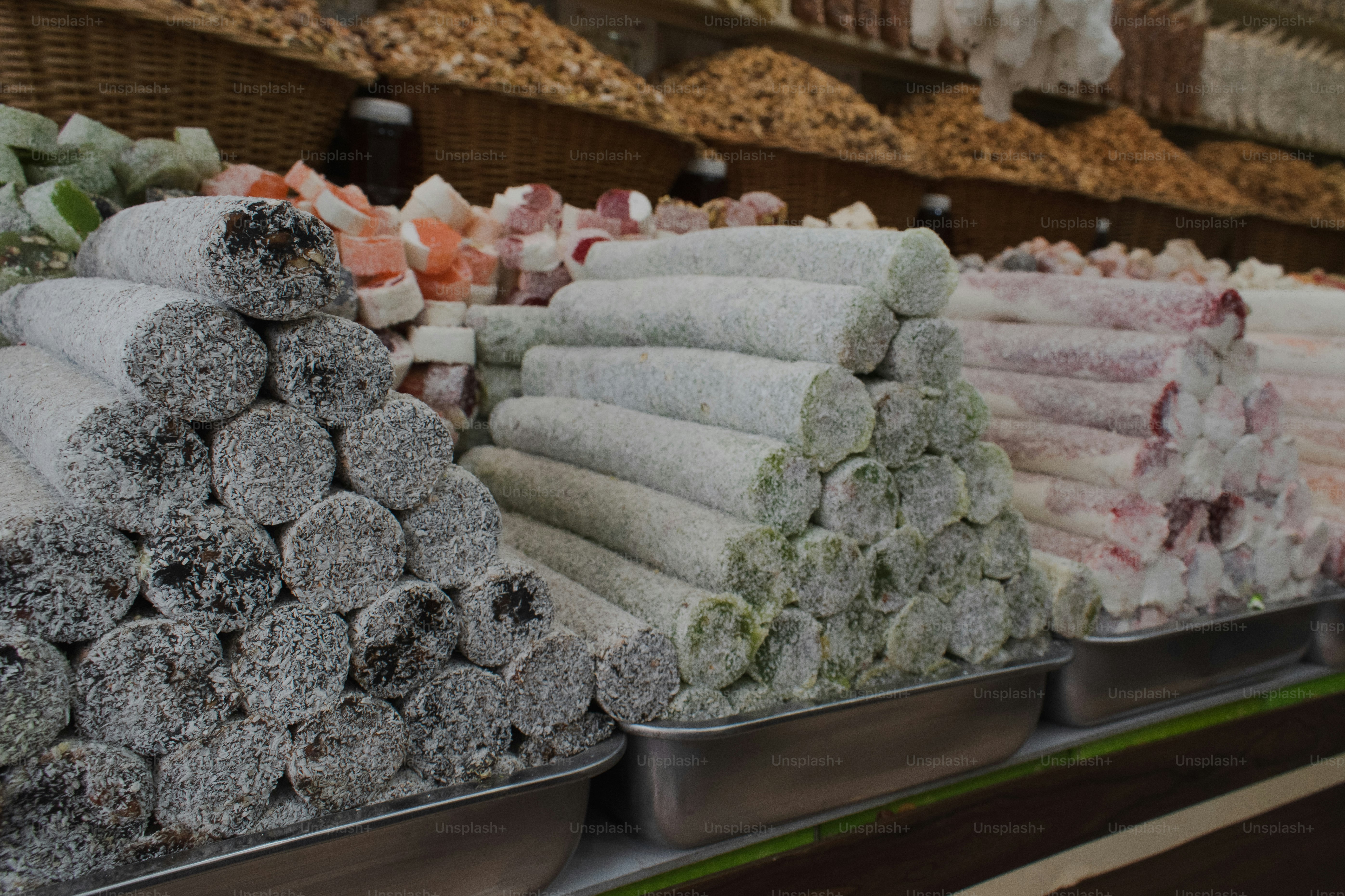 a display in a store filled with lots of different types of food