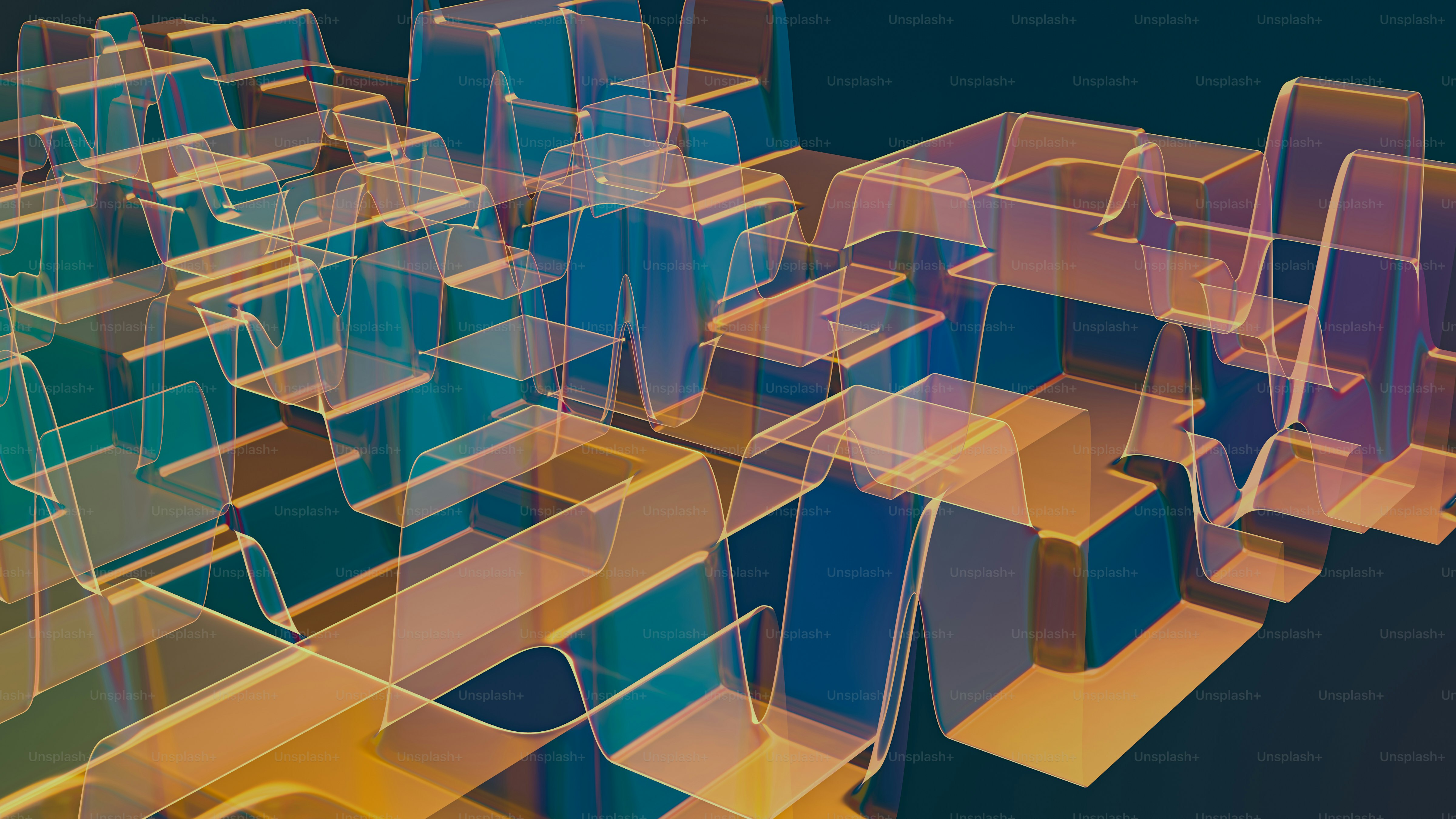 a computer generated image of a computer desk