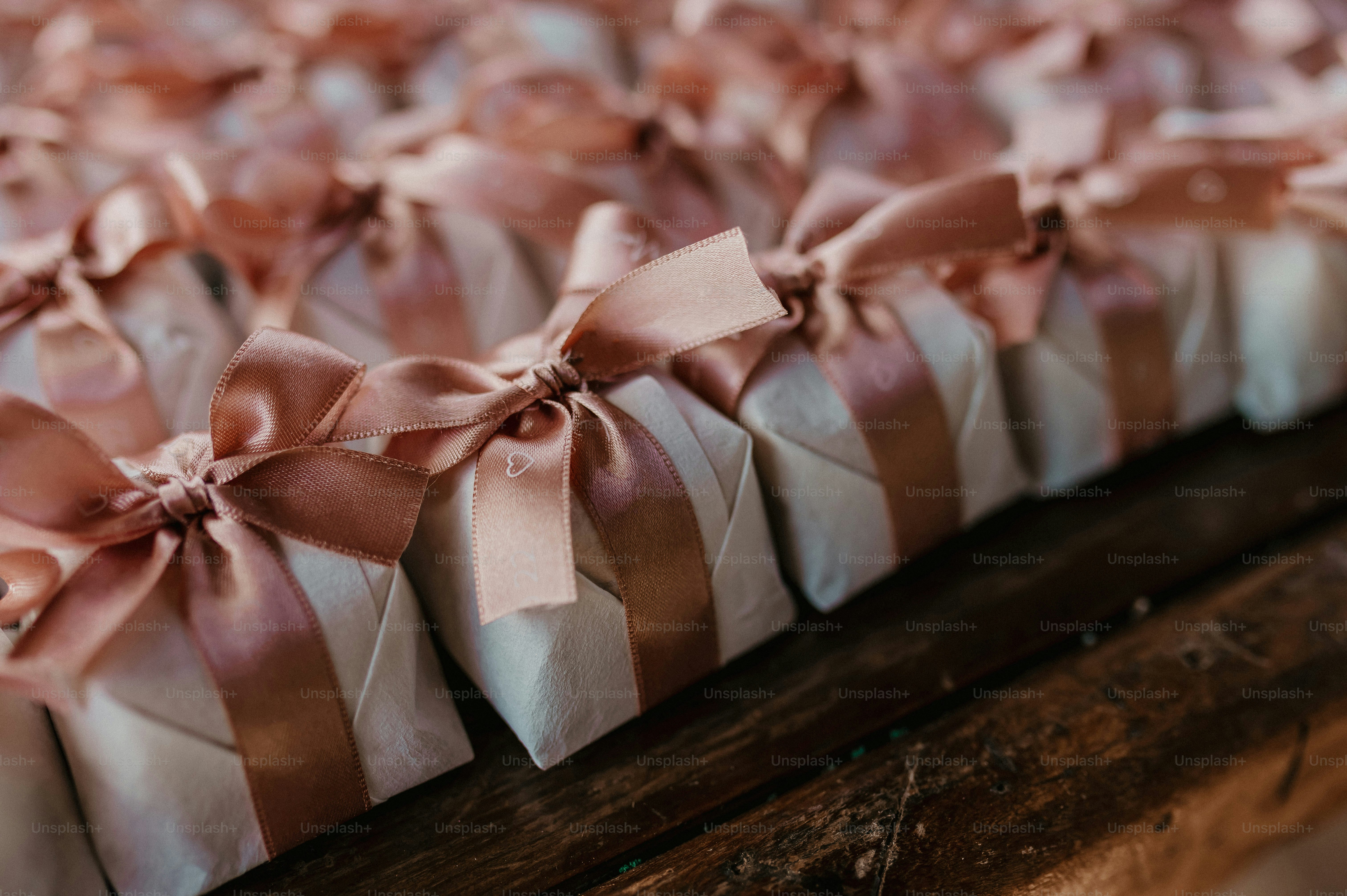 a close up of a bunch of wrapped presents