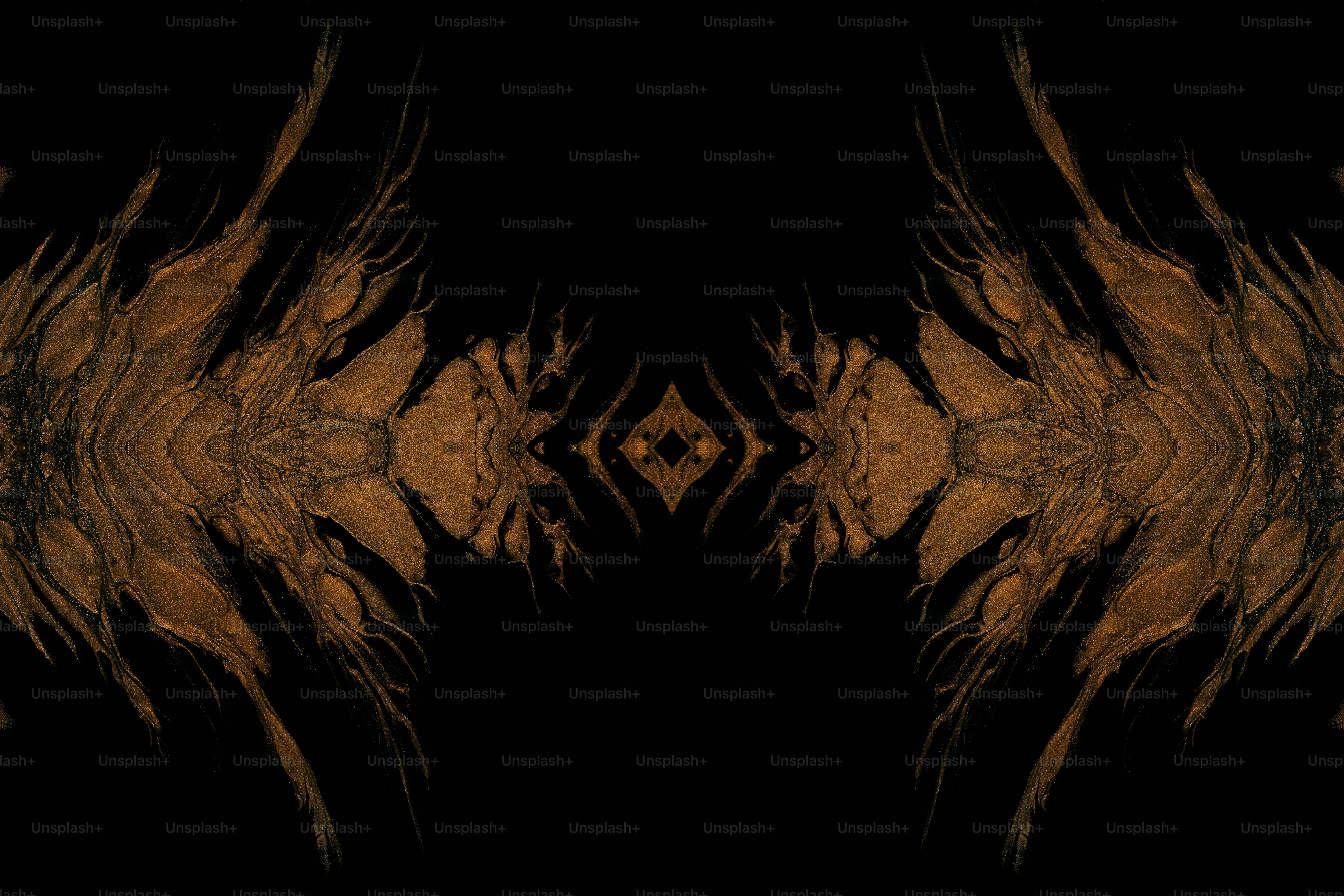 um fundo preto com um design marrom e preto