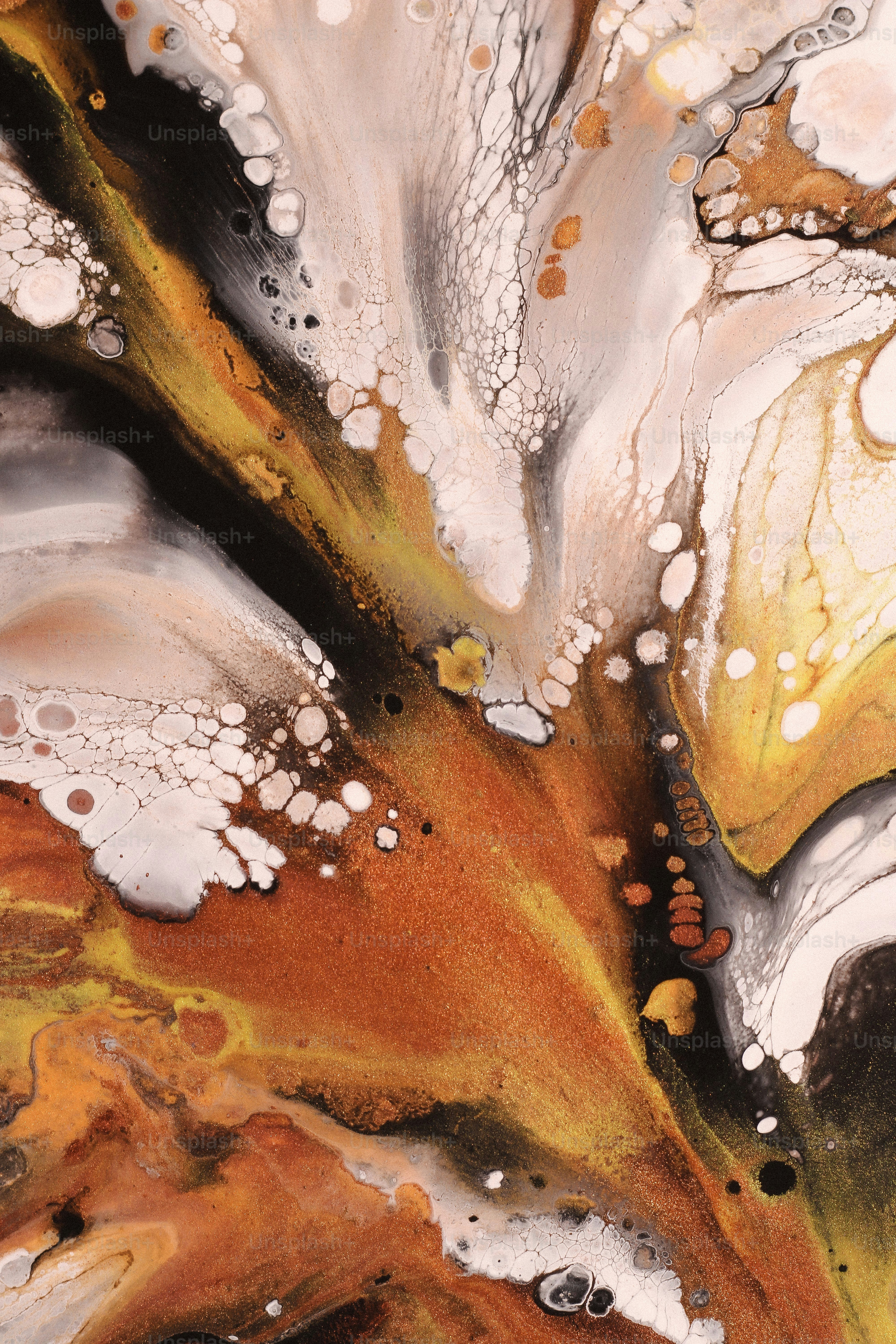 a close up of a painting with water drops on it