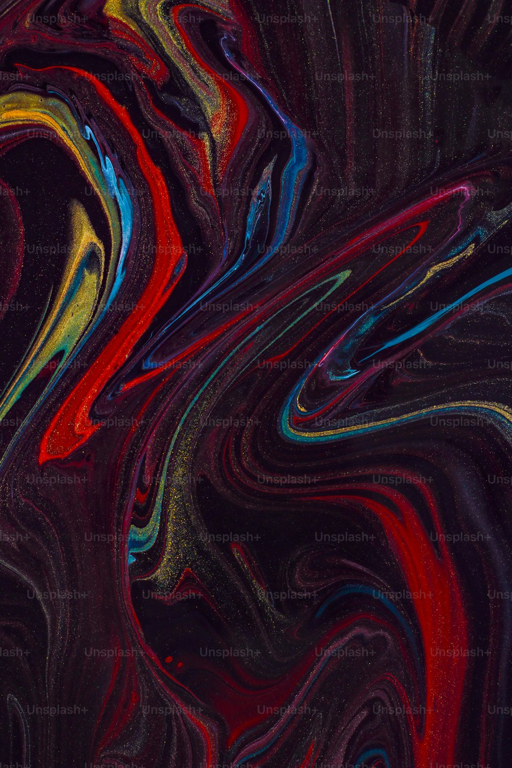 uma pintura abstrata de diferentes cores e formas