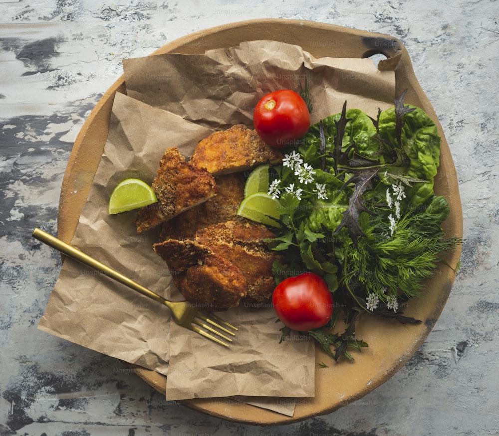 a plate of food on a table with a fork