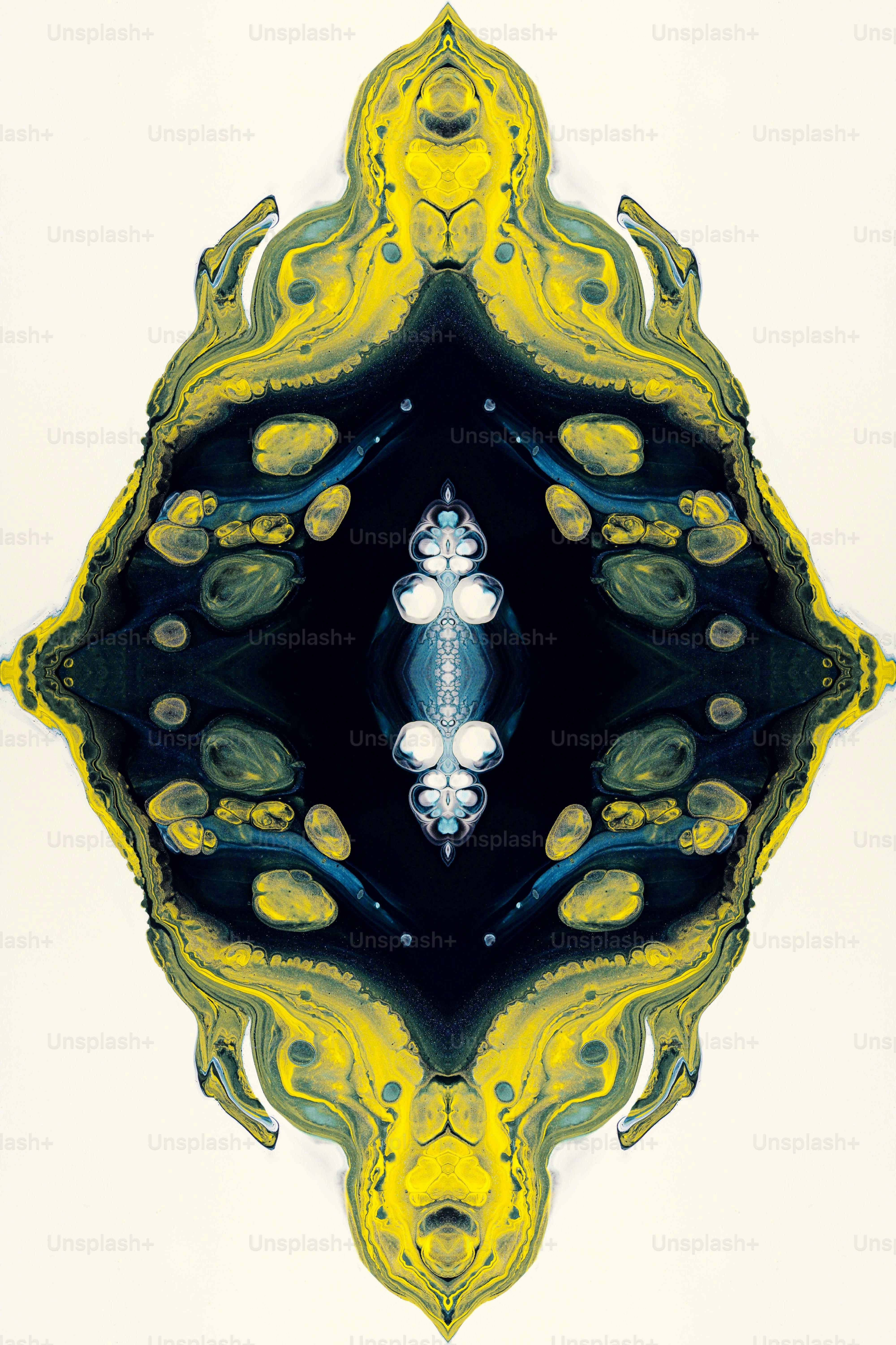 an abstract photograph of a yellow and black object