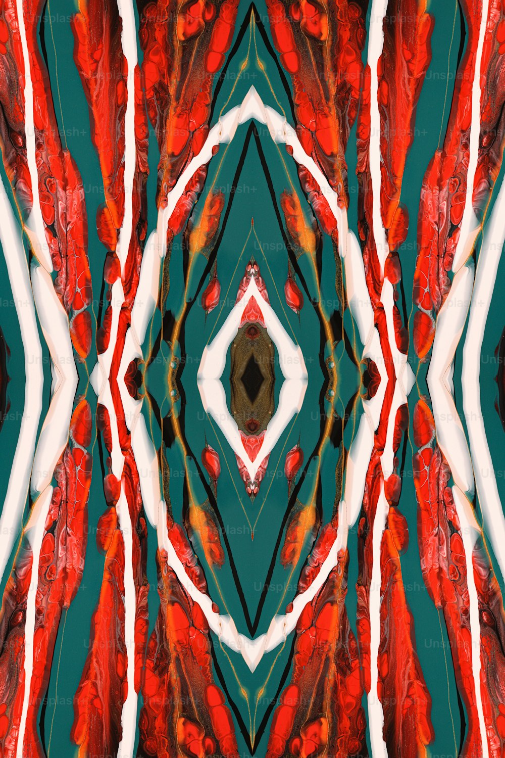 Ein abstraktes Bild eines roten und grünen Musters